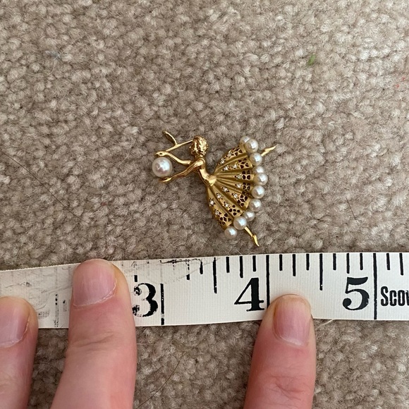 Vintage 14k Pearl & Diamond Ballerina Charm - Picture 9 of 11